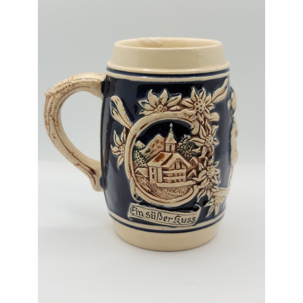 Gerz Germany Beer Stein Couple Kissing Flirting Lovers Courting No Lid 4.5”